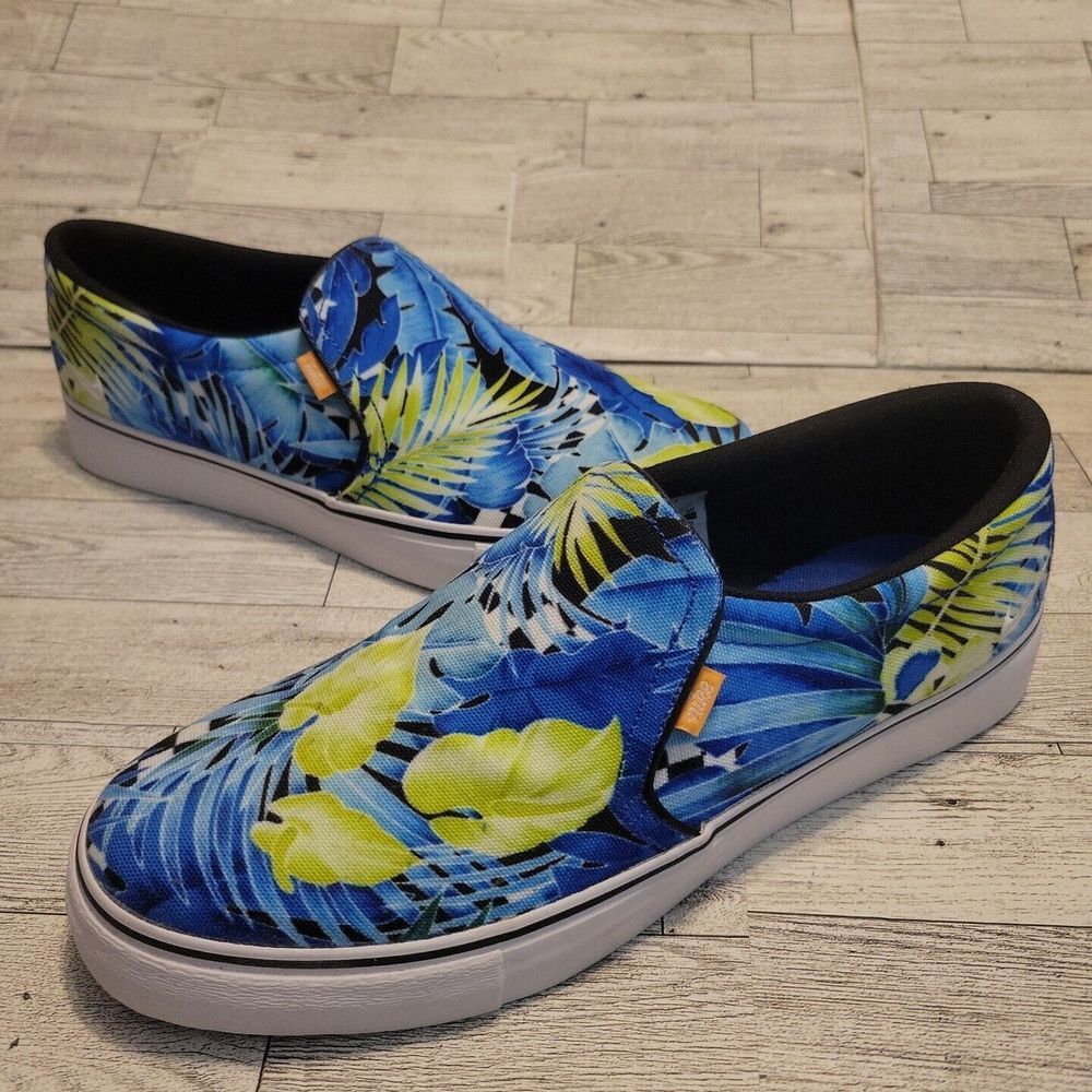 NEW Nike Court Rayale AC Print Womens 10 Blue Canvas Slip-On Shoes Sneakers